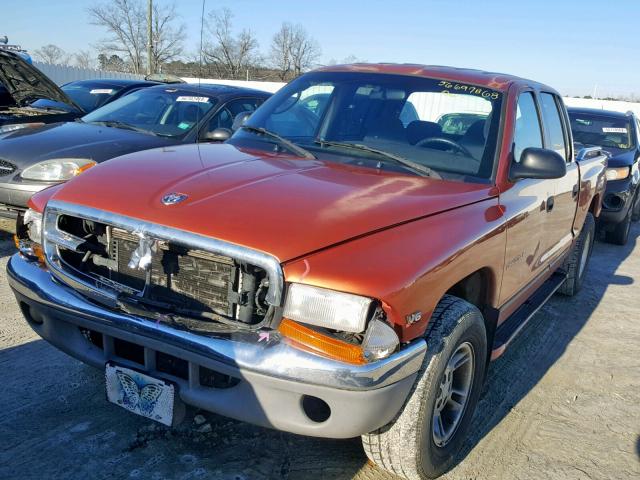 1B7GL2AXXYS646921 - 2000 DODGE DAKOTA QUA ORANGE photo 2