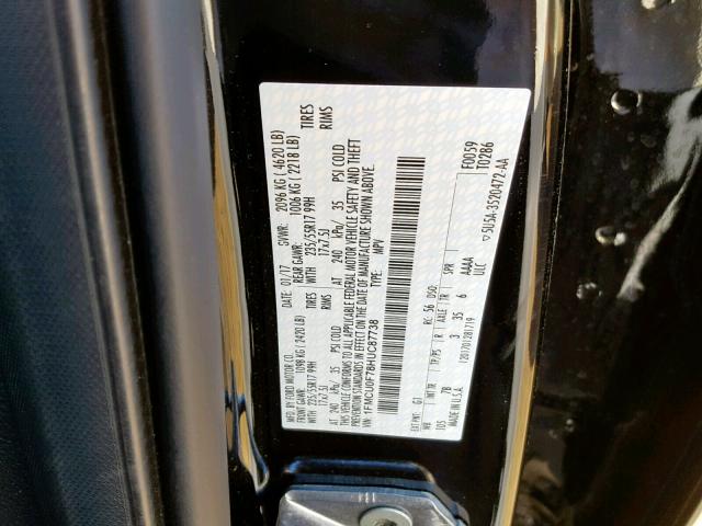 1FMCU0F78HUC87738 - 2017 FORD ESCAPE S BLACK photo 10