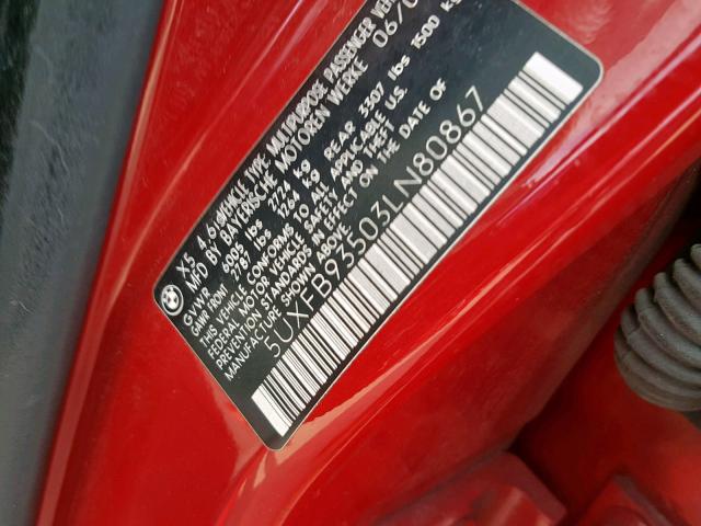 5UXFB93503LN80867 - 2003 BMW X5 4.6IS RED photo 10