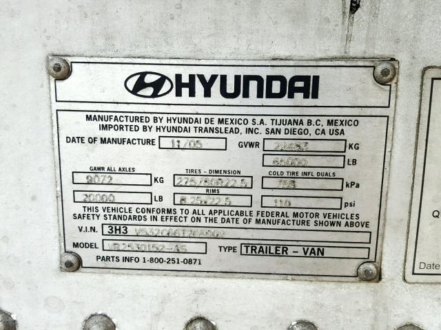 3H3V532C66T268002 - 2006 HYUNDAI REEFER WHITE photo 10