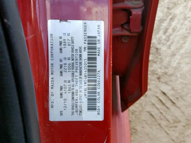 JM1BL1M54B1435015 - 2011 MAZDA 3 S RED photo 10