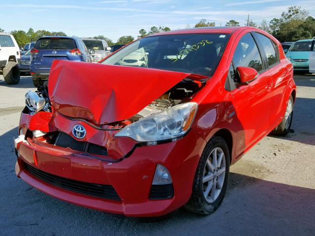 JTDKDTB39C1013625 - 2012 TOYOTA PRIUS C RED photo 2