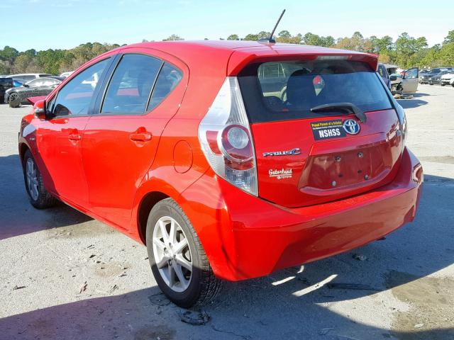 JTDKDTB39C1013625 - 2012 TOYOTA PRIUS C RED photo 3