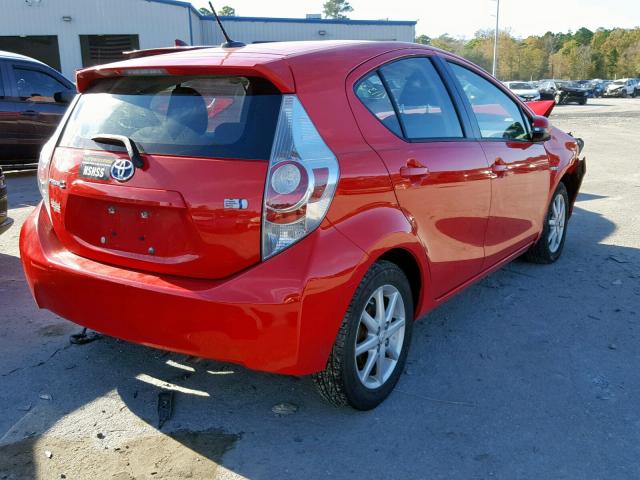 JTDKDTB39C1013625 - 2012 TOYOTA PRIUS C RED photo 4