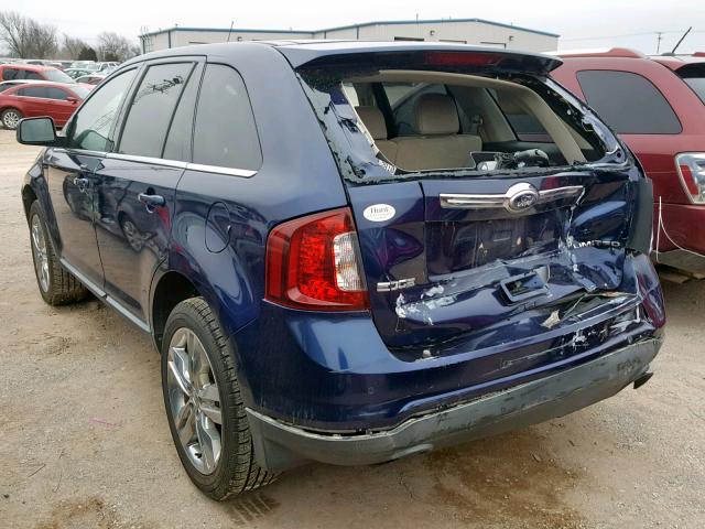 2FMDK3KC2BBA33969 - 2011 FORD EDGE LIMIT BLUE photo 3