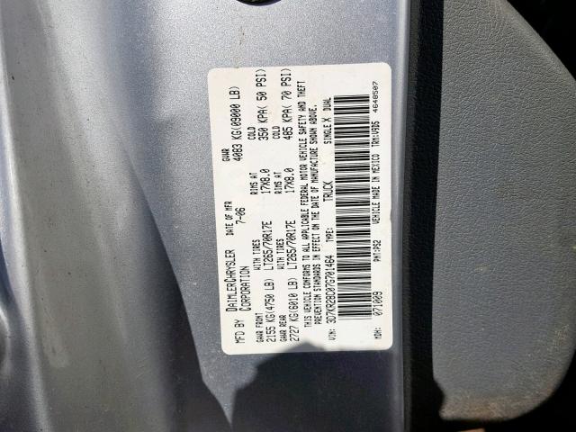 3D7KR28C07G701464 - 2007 DODGE RAM 2500 S SILVER photo 10