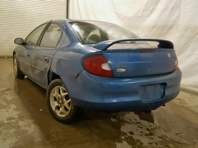 1B3ES56C42D642667 - 2002 DODGE NEON ES BLUE photo 3