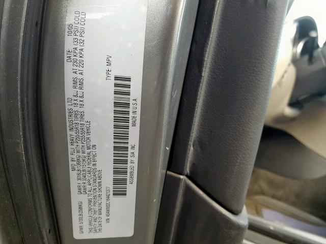 4S4WX82C164421377 - 2006 SUBARU B9 TRIBECA GRAY photo 10