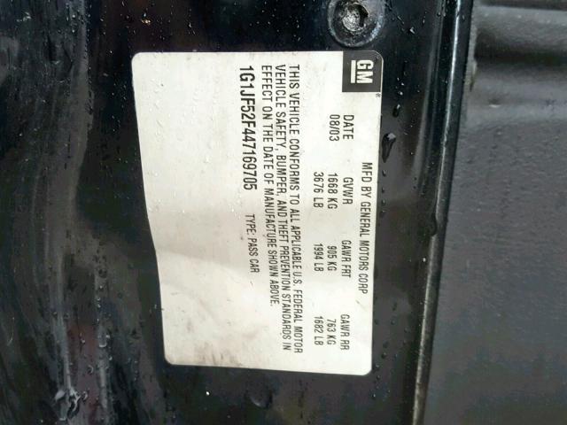 1G1JF52F447169705 - 2004 CHEVROLET CAVALIER L BLACK photo 10