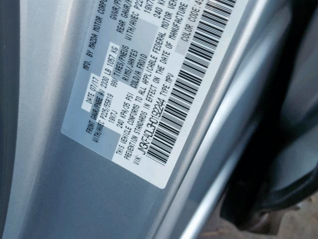 JM3KFADL3H0192244 - 2017 MAZDA CX-5 GRAND SILVER photo 10