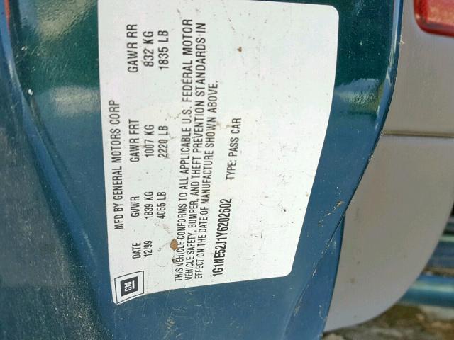 1G1NE52J1Y6202602 - 2000 CHEVROLET MALIBU LS 绿色 照片 10