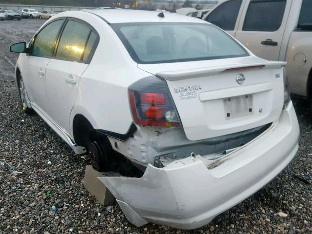 3N1AB6AP4CL697230 - 2012 NISSAN SENTRA 2.0 WHITE photo 3