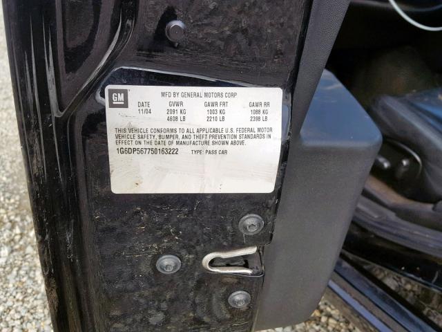 1G6DP567750163222 - 2005 CADILLAC CTS HI FEA BLACK photo 10