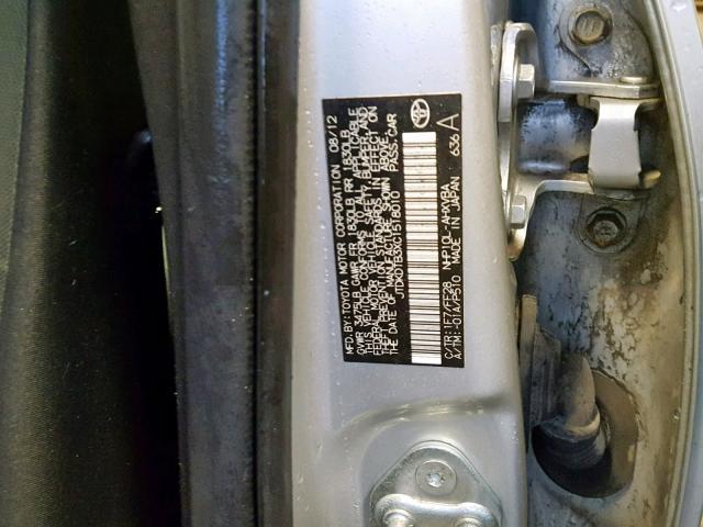 JTDKDTB3XC1518010 - 2012 TOYOTA PRIUS C SILVER photo 10