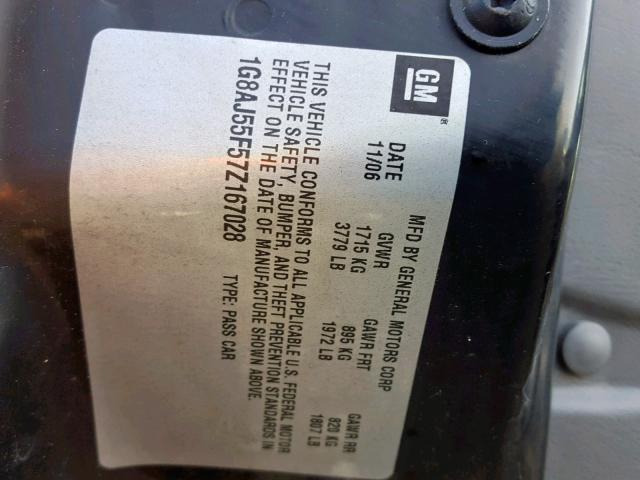 1G8AJ55F57Z167028 - 2007 SATURN ION LEVEL BLUE photo 10