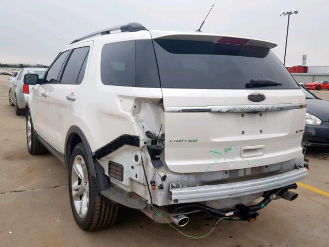 1FM5K7F85DGA55669 - 2013 FORD EXPLORER L WHITE photo 3