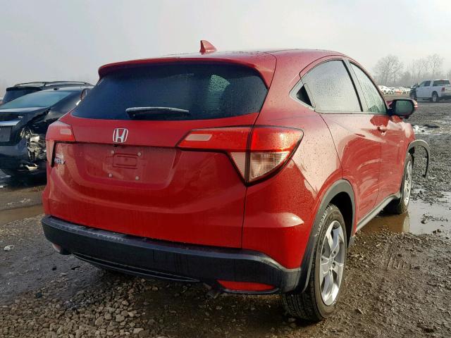 3CZRU5H5XHM721986 - 2017 HONDA HR-V EX RED photo 4