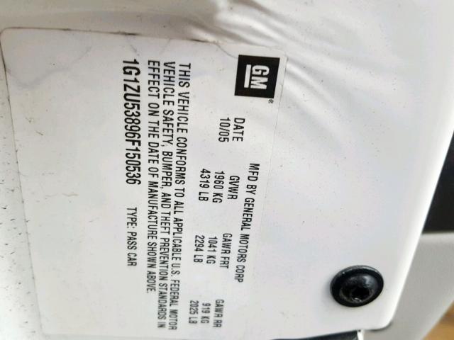 1G1ZU63856F150538 - 2006 CHEVROLET MALIBU MAX WHITE photo 10