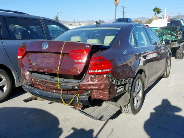 1VWBP7A33DC003160 - 2013 VOLKSWAGEN PASSAT SE MAROON photo 4