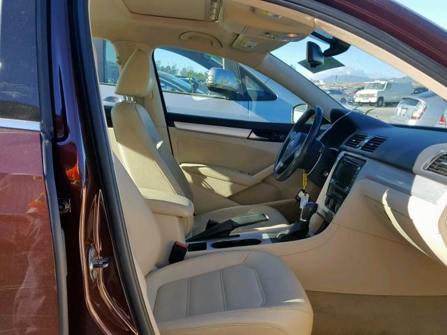 1VWBP7A33DC003160 - 2013 VOLKSWAGEN PASSAT SE MAROON photo 5