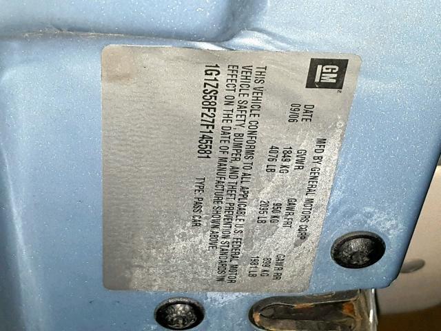 1G1ZS58F27F145581 - 2007 CHEVROLET MALIBU LS GRAY photo 10