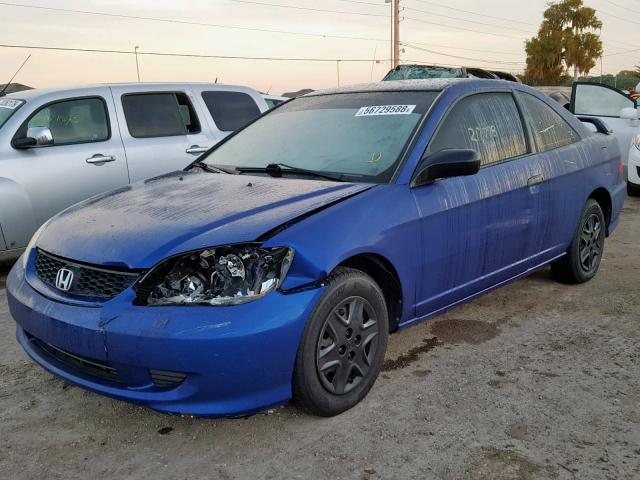 1HGEM22105L012717 - 2005 HONDA CIVIC DX V BLUE photo 2