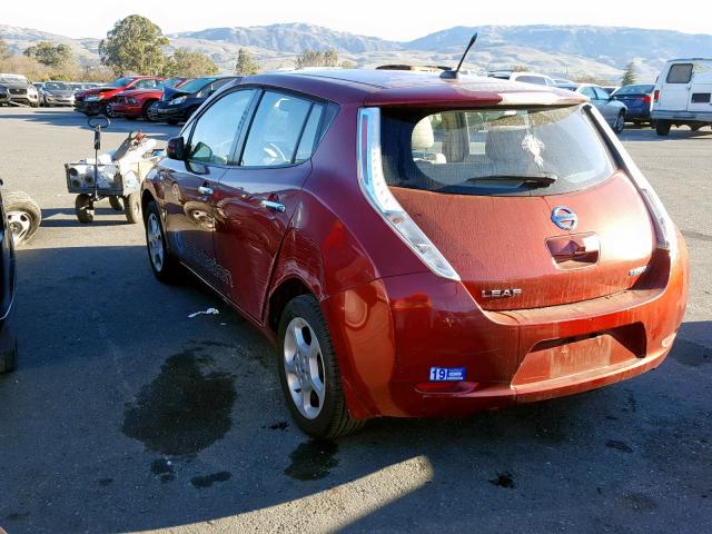 JN1AZ0CP1CT023599 - 2012 NISSAN LEAF SV RED photo 3