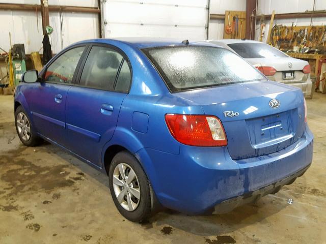 KNADH4B30A6596019 - 2010 KIA RIO LX BLUE photo 3