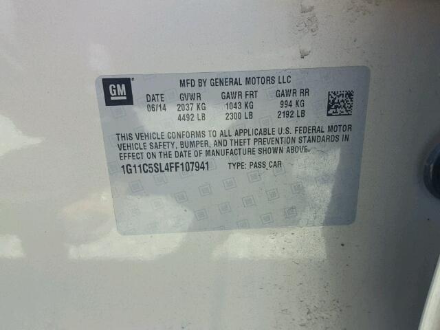 1G11C5SL4FF107941 - 2015 CHEVROLET MALIBU 1LT 米色 照片 10