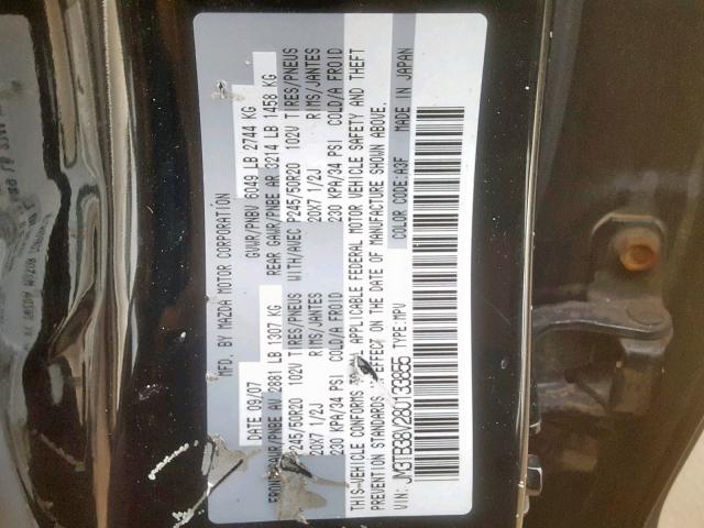 JM3TB38V280133855 - 2008 MAZDA CX-9 BLACK photo 10