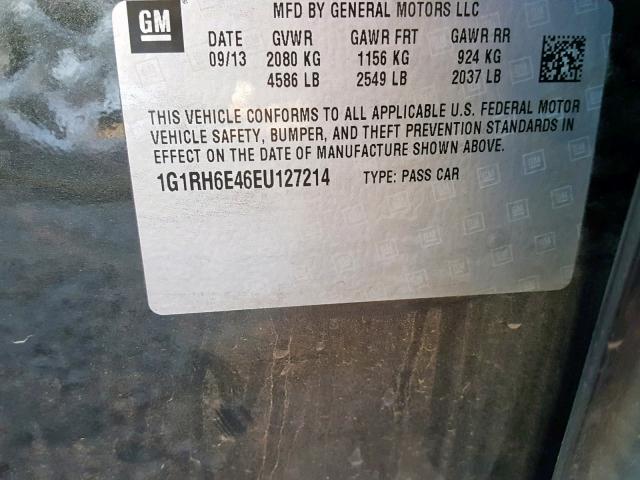 1G1RH6E46EU127214 - 2014 CHEVROLET VOLT GRAY photo 10