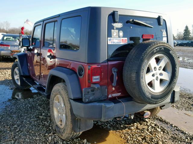 1J4GA39147L106107 - 2007 JEEP WRANGLER X BURGUNDY photo 3