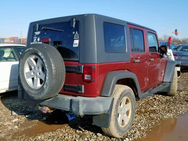 1J4GA39147L106107 - 2007 JEEP WRANGLER X BURGUNDY photo 4