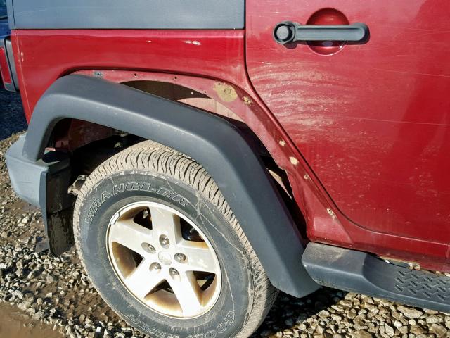 1J4GA39147L106107 - 2007 JEEP WRANGLER X BURGUNDY photo 9