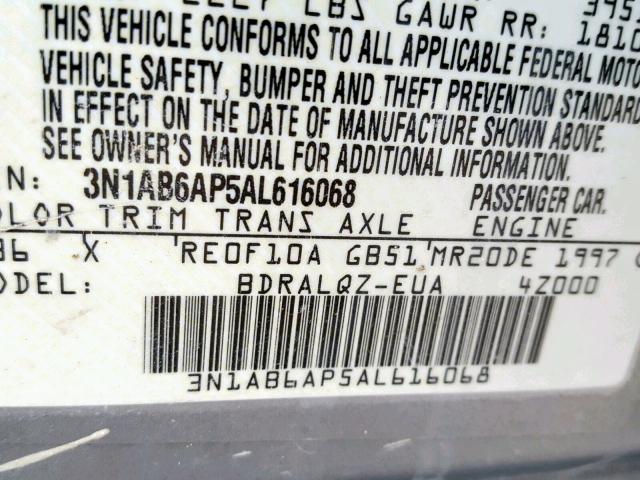 3N1AB6AP5AL616068 - 2010 NISSAN SENTRA 2.0 GRAY photo 10