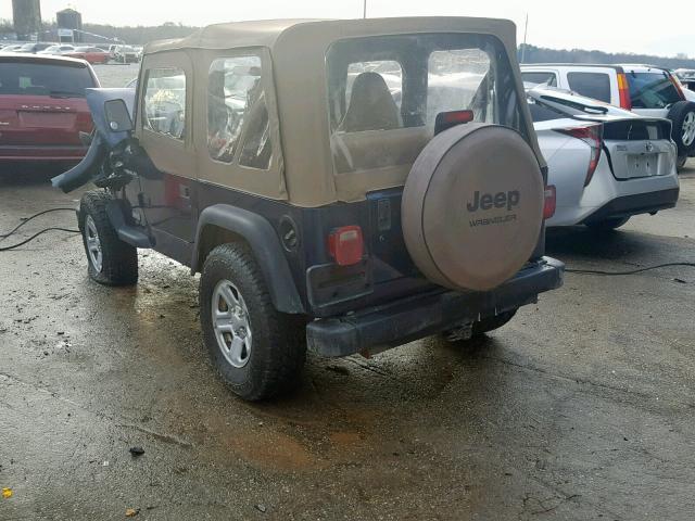 1J4FA29P61P357625 - 2001 JEEP WRANGLER / BLUE photo 3