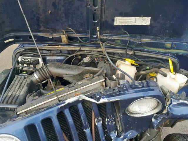 1J4FA29P61P357625 - 2001 JEEP WRANGLER / BLUE photo 7