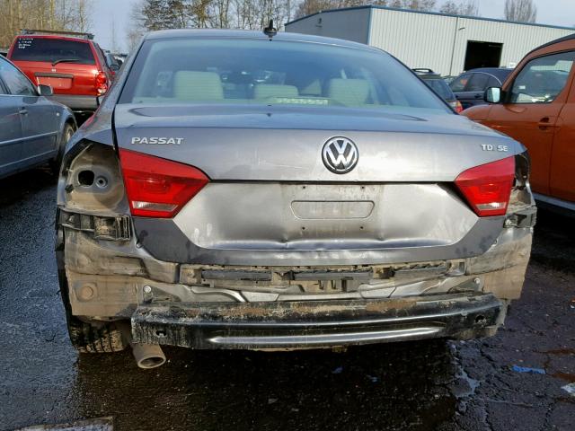 1VWBN7A33DC117083 - 2013 VOLKSWAGEN PASSAT SE GRAY photo 9