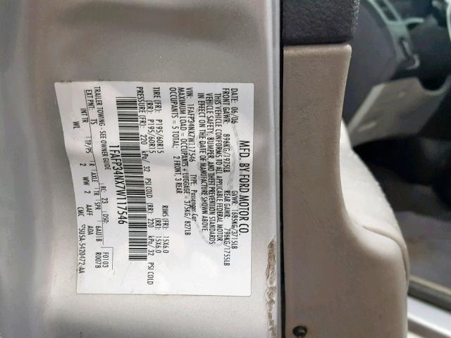 1FAFP34NX7W117546 - 2007 FORD FOCUS ZX4 GRAY photo 10