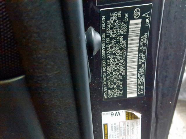 JTKDE167990277068 - 2009 TOYOTA SCION TC იასამნისფერი ფოტო 10