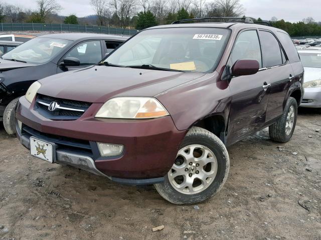 2HNYD186X1H535852 - 2001 ACURA MDX TOURIN BURGUNDY photo 2