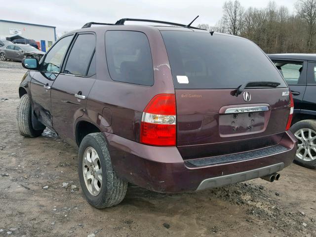 2HNYD186X1H535852 - 2001 ACURA MDX TOURIN BURGUNDY photo 3