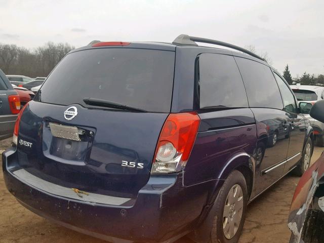 5N1BV28U65N103085 - 2005 NISSAN QUEST S BLUE photo 4