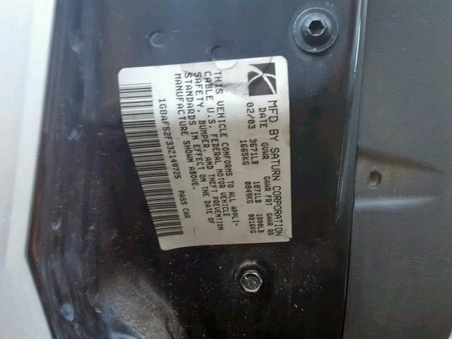1G8AF52F33Z149725 - 2003 SATURN ION LEVEL GRAY photo 10