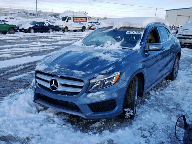 WDCTG4GB7FJ117675 - 2015 MERCEDES-BENZ GLA 250 4M BLUE photo 2