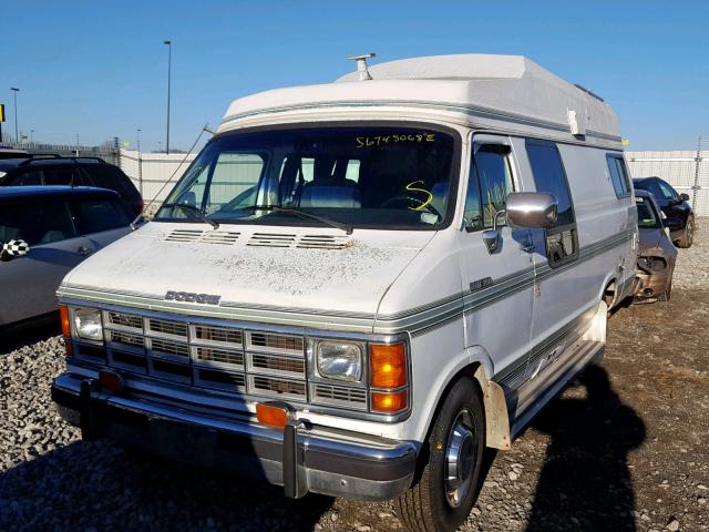 2B6KB31Z3MK111573 - 1991 DODGE RAM VAN B3 WHITE photo 2