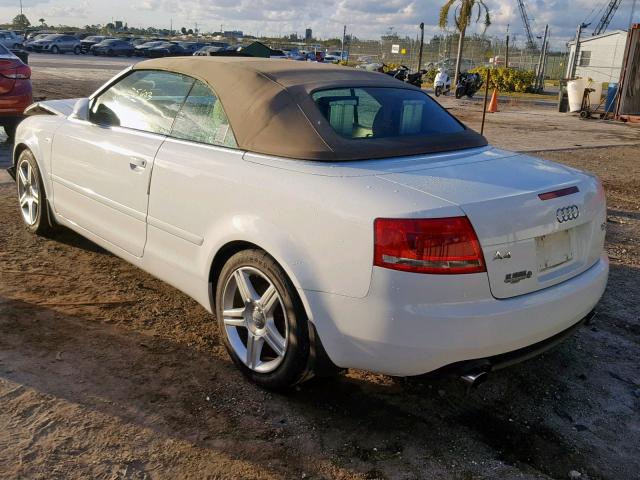 WAUDF48H07K023114 - 2007 AUDI A4 2.0T CA WHITE photo 3