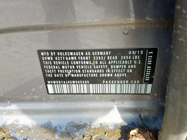 WVWDB7AJ9EW005505 - 2014 VOLKSWAGEN GOLF 灰色 照片 10