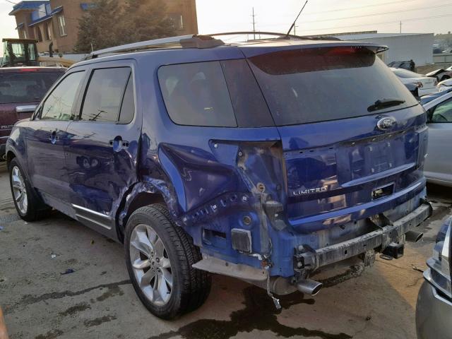 1FM5K8F87DGA41343 - 2013 FORD EXPLORER L BLUE photo 3