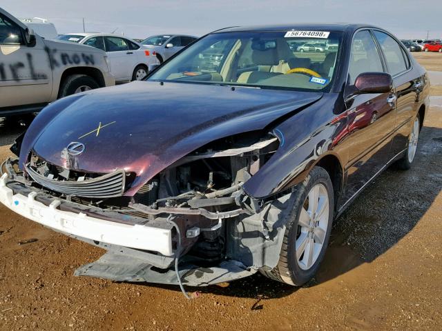 JTHBA30G255066188 - 2005 LEXUS ES 330 MAROON photo 2